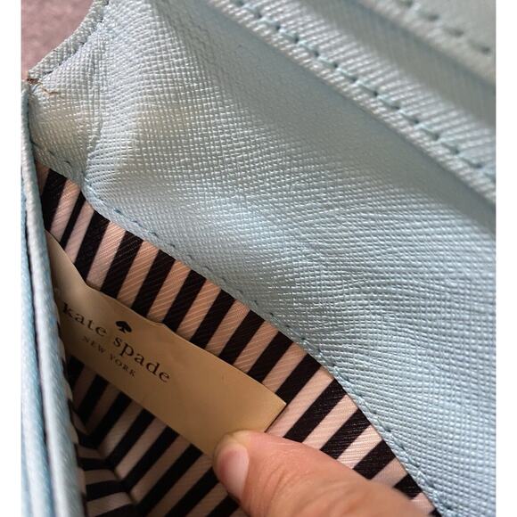 Kate Spade Wallet Large Blue Leather Madison Slim Bifold Saffiano - Picture 6 of 10